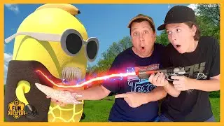 Giant Mega Banana Monster Battles LB & Aaron the FunQuesters!