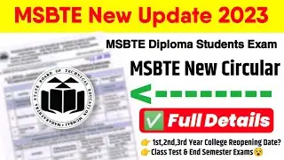 MSBTE New Update MSBTE Exam Circular MSBTE Academic Calender 2023-24