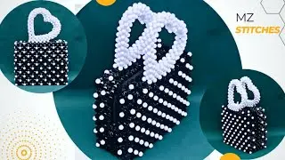 EASY and DETAILED way to make a designed handmade BEABED BAG//DIY Beaded Bag//DIY Tutorials