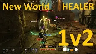 1v2 Healer in New World Aeternum PvP Zone - Looting Enemies and Farming Chests