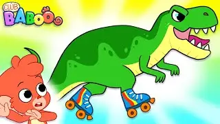 Club Baboo | LONG 1 HOUR VIDEO | Going down the slide at the playground | Learn Dinosaur Names