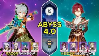 Razor Thundering Furry & Heizou Aggravate | Spiral Abyss 4.0 Floor 12 9 Stars |Genshin Impact