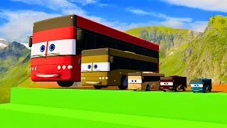 LIVE Big & Small Lightning McQueen Flying buses traverse stairs BeamNG Drive