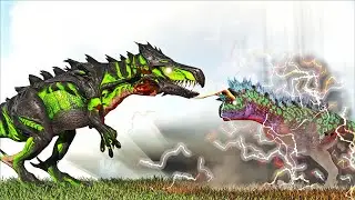 ARCH-TEMPERED CARNOTAURUS VS HYBRID BARYREAPER BARYOXENONYX (ARK SURVIVAL EVOLVED BATTLE)