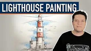 Lighthouse Painting Exercise 🎨 Create a sketchy lighthouse painting - Step by Step Tutorial