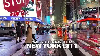 NEW YORK CITY - Manhattan Winter Season, Broadway, 7th Avenue, 8th Avenue, Times Square, Travel, 4K