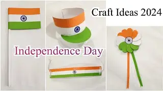 DIY Independence Day Craft ideas 2024 | Tricolor Flower Badge | Flag Cap | Band | Indian Flag Making