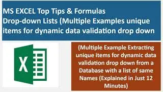 MS EXCEL Drop-down Lists, Extract Unique items for dynamic data validation drop down from Database