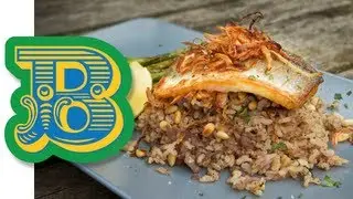 Sea Bass and spiced caramelized onion rice