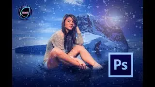 Girl in the water with snow effect