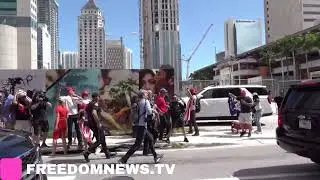 Protesters RUSHES TRUMP'S MOTORCADE in Miami