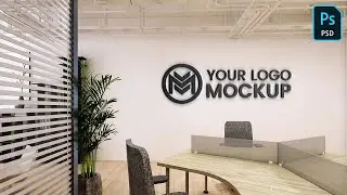 Meeting Room Office Wall Logo Mockup Design Tutorial using Adobe Photoshop