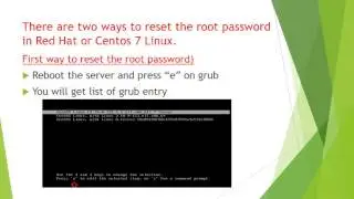 RedHat 7 / Centos 7 - root password reset process