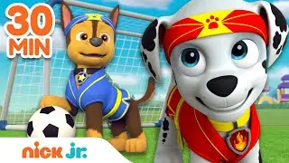 PAW Patrol Rescues & Healthy Habits! w/ Chase & Marshall ⚽️ | 30 Minute Compilation | Nick Jr.