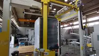 Автоматический палетоупаковщик AOP 161, замена плёнки для укрытия верха палеты