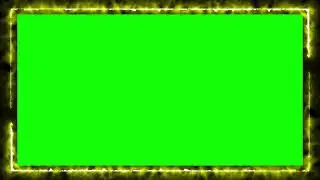 Yellow Fire Frame 4K- Motion Neon Effect - Green Black Screen - Chroma Key - No Copyright