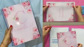 Como encapar caderno expiral com papel fotografico adesivo\Caderno expiral personalizado