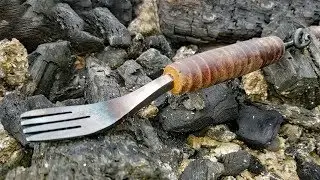 Forging a Fork from rebar - blacksmithing projects for beginners