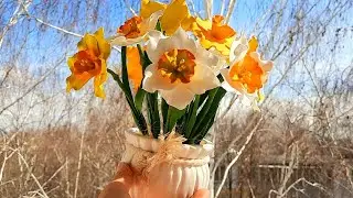 Нарциссы из фоамирана - быстро и легко.  Daffodils from foamiran.