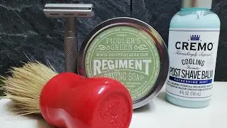 Shaving with Regiment Fiddler's Green Shaving Soap and Rockwell 6S