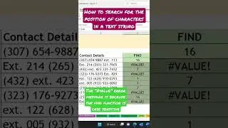How to find/search the position of characters in a text string in Excel