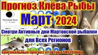 Прогноз клева рыбы Март 2024 Календарь рыбака Прогноз клева рыбы на неделю Календарь клева рыбы