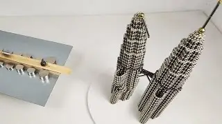 Railgun VS Petronas Twin Towers out of Magnetic Balls | Magnetic Games