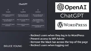 Use ChatGPT & WordPress to write the code to manage user log-in, redirects, no access to wp admin