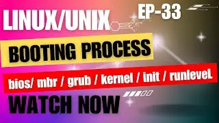 Linux/Unix Booting  Process // BIOS // MBR // GRUB // KERNEL// INIT// RUNLEVEL  // EP 33