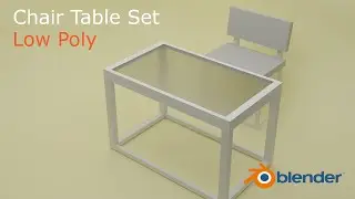 Low poly Chair-table set in Blender | Low poly game assets