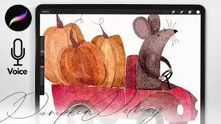 Pumpkin Truck Illustration Tutorial // Easy Fall Watercolor for Procreate // Cute mouse