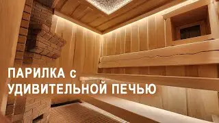 Отделка парилки из необрезной доски. Баня в стиле Леший из липы с печью-каменкой.