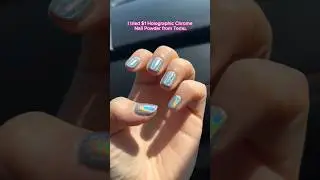 Holographic chrome nail powder for gel nails from Temu. #shorts #chromenails #gelnails #nails #gel