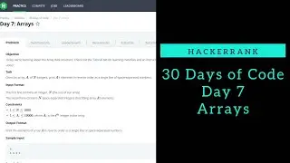 Array || HackerRank || Day 07 || Python