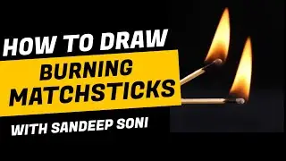 How to draw Fire🔥 Matchstick drawing with Colour Pencil for beginners | Very easy drawing