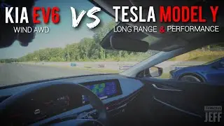 Kia EV6 AWD Drag Racing a Tesla Model Y Long Range and Model Y Performance