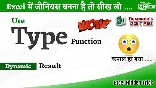 How to use type function in excel for beginners | become excel genius