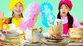 Maddie Charlotte & Eva Messy Dish Washing Challenge