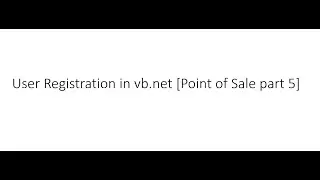 Point of Sale Part 5[User Registration]