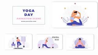 Yoga Day Character Animation Scene After Effects Template