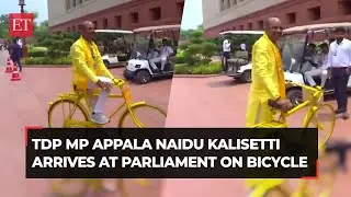 Watch: TDP MP Appala Naidu Kalisetti arrives at Parliament on bicycle