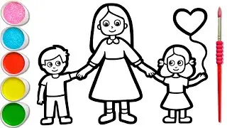 Drawing, Painting and Coloring Mother's Day Picture for Kids, Toddlers | Let's Paint Together 