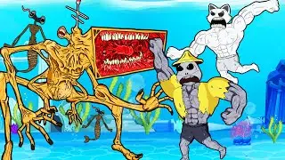 MEGA HORN SIREN FISH HEAD VS ZOONOMALY MUSCLE ZOOKEEPER SMILE CAT  - Funny Animation - GV Studio