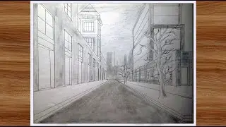 One Point Perspective Drawing City Landscape || How to Draw a City Street in One Point Perspective