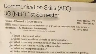 Communication Skills 1st Semester Model Question Paper