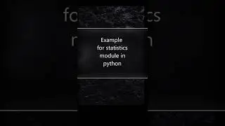 Statistics Module in Python #ai #technology #python