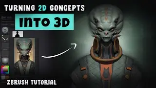 Turning 2d into 3d in zbrush  for beginner / zbrush time-lapse tutorial