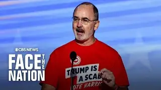 UAW President Shawn Fain delivers DNC speech wearing shirt that says Trump is a scab