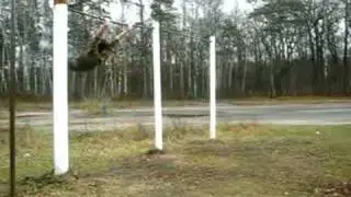 Турник. Соскок дугой назад