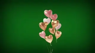 Flying golden heart balloon green screen video | Balloon decoration green screen video